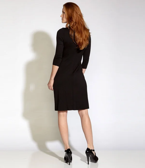 Karen Kane Black Cascade Wrap Dress