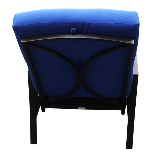 Outsunny Outdoor Rattan Recliner Chair with Cushion - Dark Brown, Blue