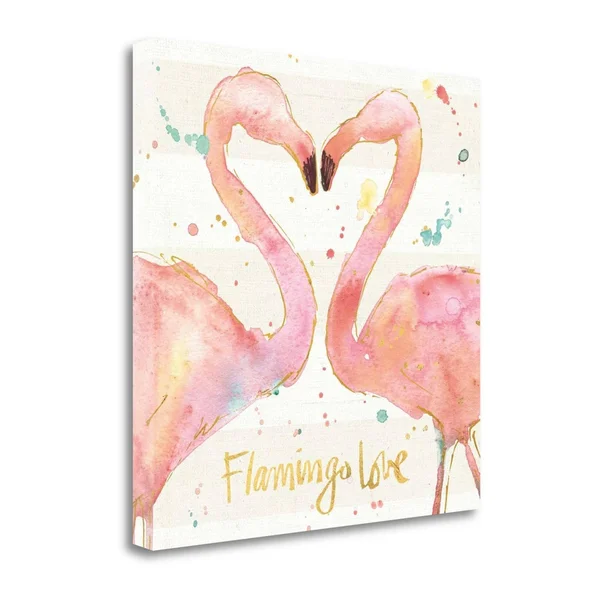 Tangletown Fine Art Flamingo Fever II by Anne Tavoletti - Giclee Print on Wrap Canvas, 35x35x22