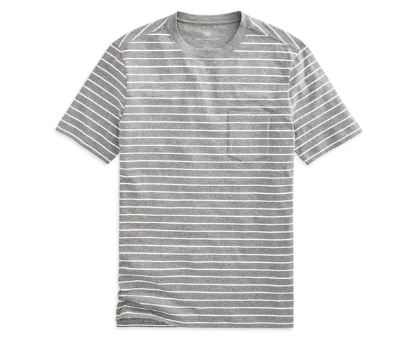 #1 DRYKNIT Crew Neck T-Shirt in Grey Heather/Bright White Marine Stripe, Size: XLarge, Mack Weldon