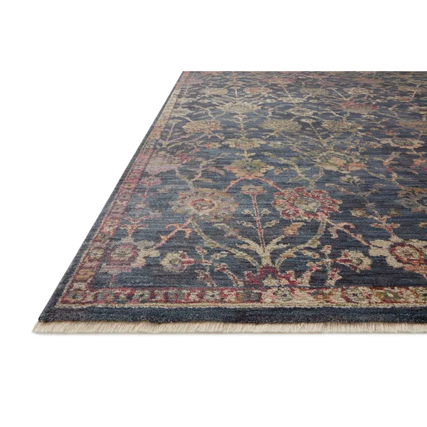 Alexander Home Jewel Fringed Floral Vintage Area Rug - 2&-7x22 x 10& Runner - Navy, Multi