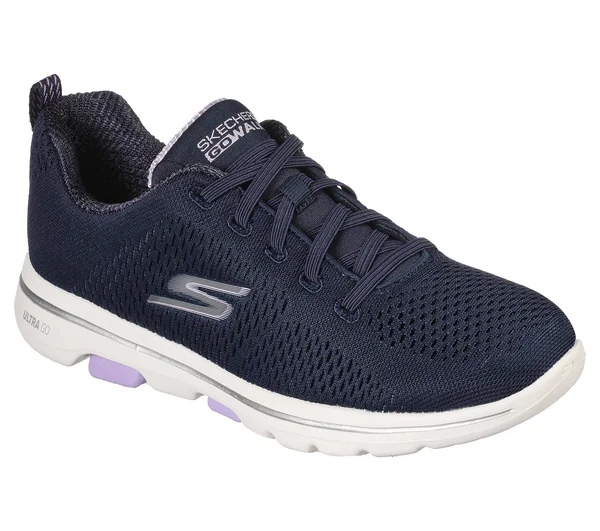 Skechers Women's GOwalk 5 Lake Views Sneaker, Navy/Lavender
