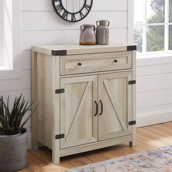 The Gray Barn 30-Inch Rustic Barn Door Accent Cabinet (Grey Wash)