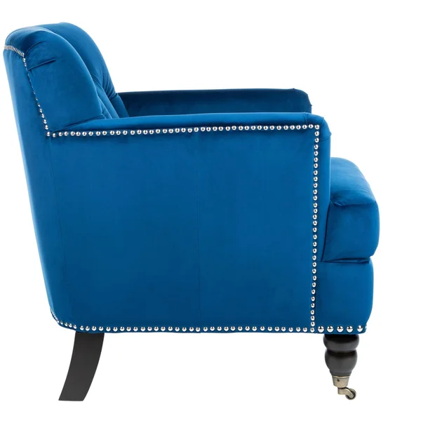 Safavieh Colin Tufted Club Chair - Navy - Espresso