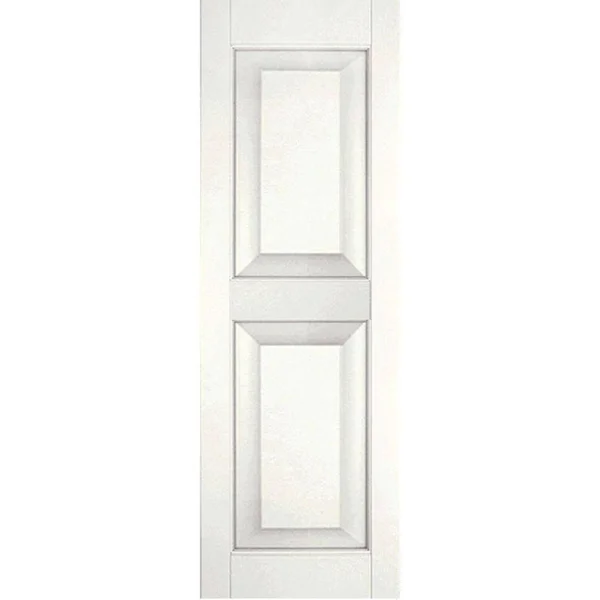Ekena Millwork 12 in. x 35 in. Exterior Real Wood Western Red Cedar Raised Panel Shutters Pair White