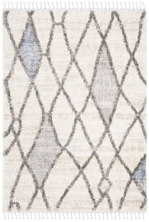 Safavieh Berber Fringe Shag Mena Trellis Rug - 6&7x22 x 6&7x22 Square - Cream/Blue