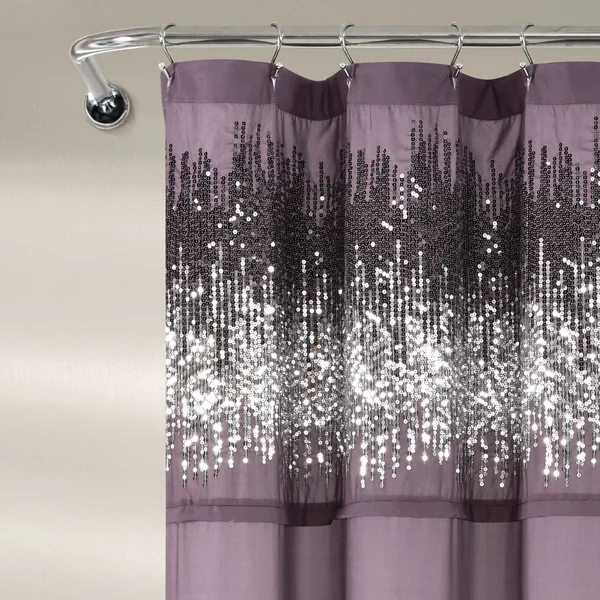 Lush Decor Shimmer Sequins Shower Curtain Dark Gray/Black Single 70x72