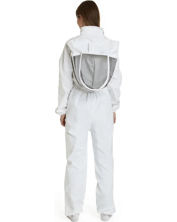 Natural Apiary Apiarist Beekeeping Suit - Polycotton - Non-Flammable Fencing Veil - Backyard Beekeeper White, 3XL