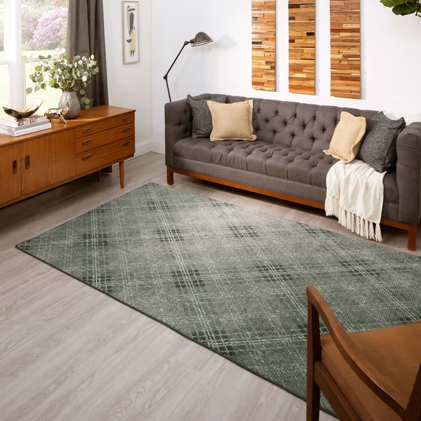 Mohawk Home Russell Charcoal 4 ft. x 6 ft. Plaid Area Rug, Grey