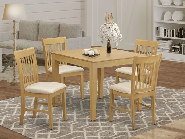 East West Furniture OXNO5-OAK-C Kitchen Breakfast NOOK Table & 4 Dining Chairs Oak