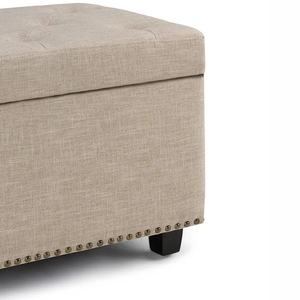 Simpli Home Hamilton Linen Look Storage Ottoman - Natural