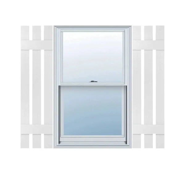 Ekena Millwork LS3S12X04700WH Lifetime Vinyl - Standard Three Board Spaced, Board-n-Batten Shutters, w/ Installation Shutter-Lok
