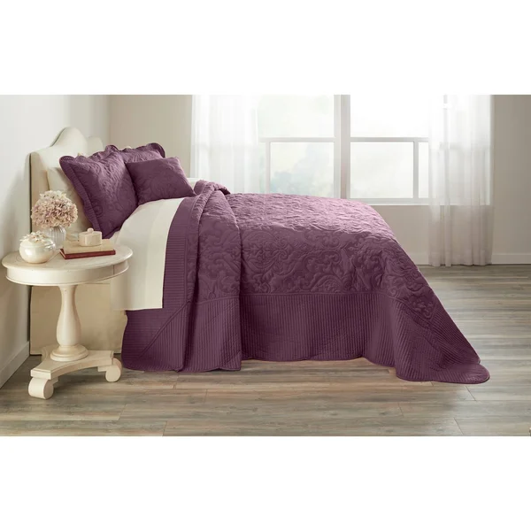 Amelia Bedspread by BrylaneHome in Eggplant (Size Full)