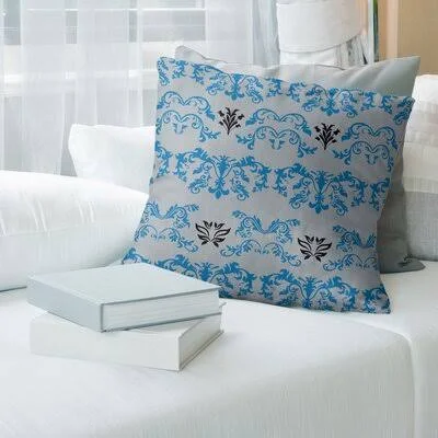 Detroit Football Baroque Square Pillow Cover East Urban Home Color: Gray/Light Blue/Black - Size: 20x22 x 20