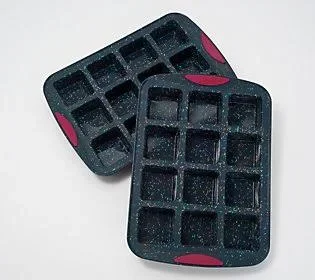 Trudeau Set of 2 Silicone 12-Count Brownie Pans, Grey Confetti