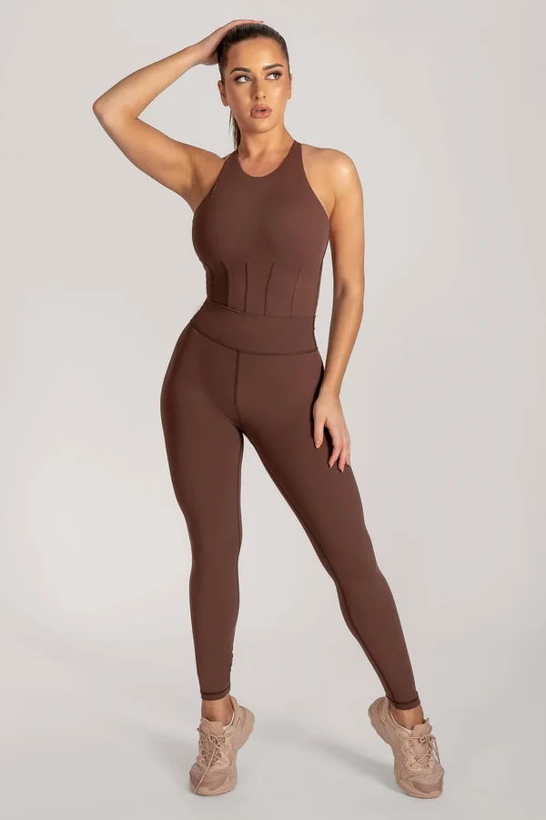 Venus V-Back Leggings - Chocolate - MESHKI