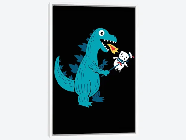 Framed Canvas Art (White Floating Frame) - Everyone Loves Marshmallows by Michael Buxton ( fantasy - Horror & sci-fi > Ho