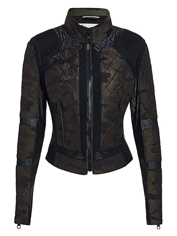 Women's Blanc Noir Camo Mesh Moto Jacket