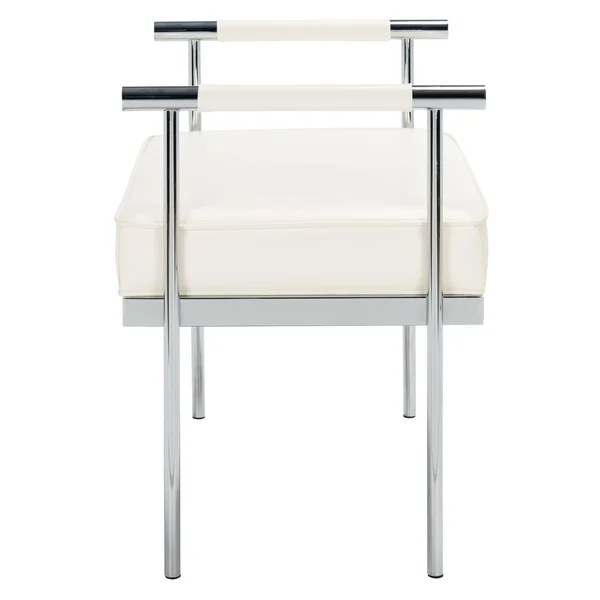 Safavieh Pim Small Rectangle Bench w/ Arms - White - Chrome