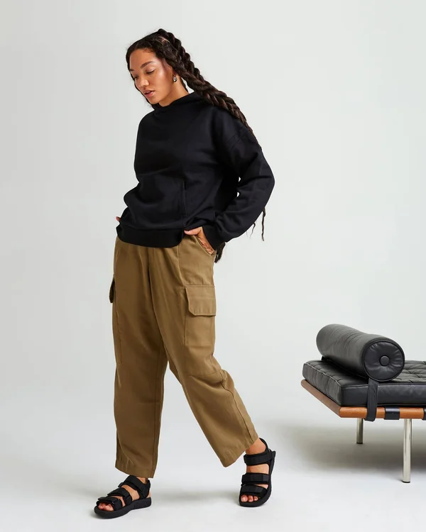 Richer Poorer Women's Recycled Fleece Hoodie - Size Large, Woodgrain