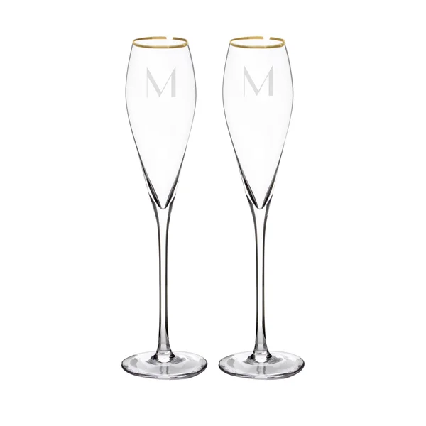 Cathy&s Concepts Personalized Gold Champagne Flutes & Cake Serving Set