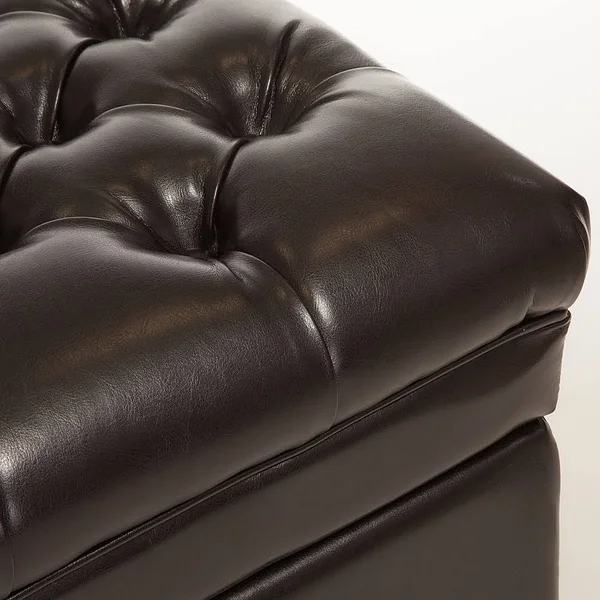Noble House Hastings Espresso Tufted Storage Ottoman, Brown