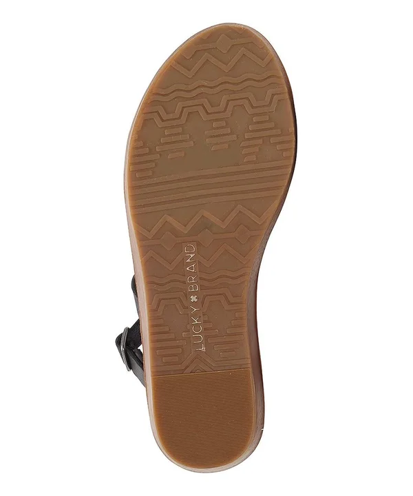 Women's Lucky Brand Hecilia Wedge Sandal - Black - Size 6.5