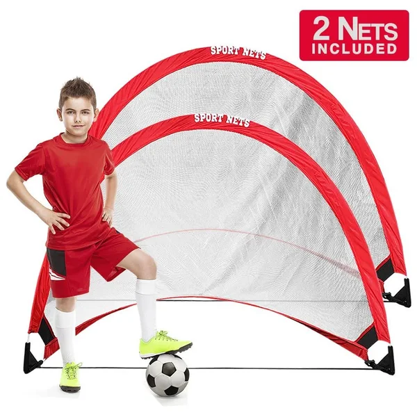 Sport Nets Portable Pop-Up Soccer Goals -Set of Two Portable Soccer Nets with Carry Bag (4 Foot)