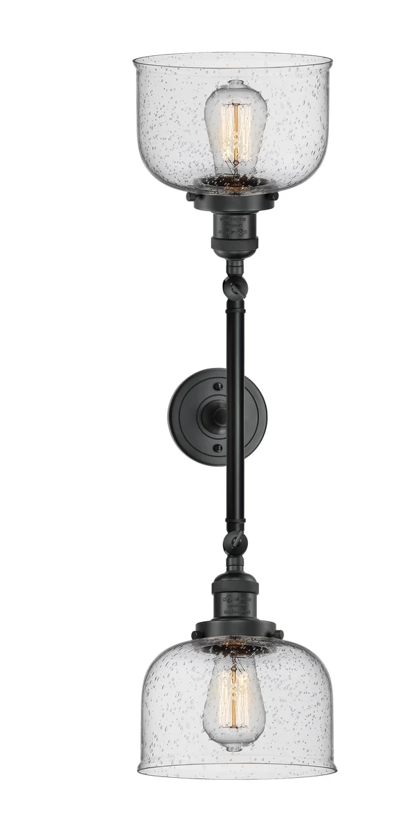 Innovations Lighting-Large Bell 2 Light Bath Vanity Light-208L-BK-G74-LED