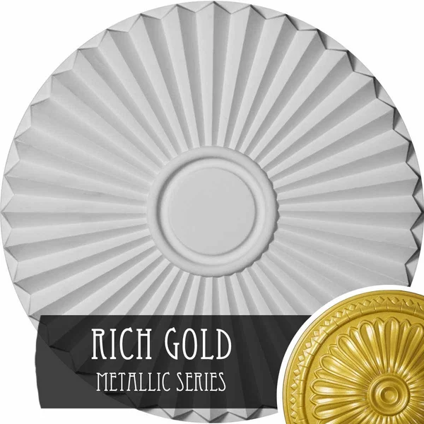 19 3/4 inchod x 1 3/8 inchp Shakuras Ceiling Medallion (FOR Canopies Up to 5 inch) - Hand-Painted Rich Gold