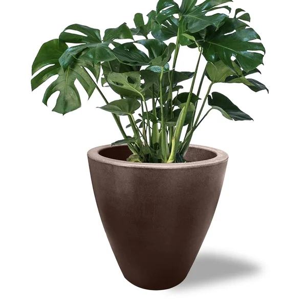 Elly D閏or 12 inch Large Round Modern Garden Planter Pot with Drainage - Lightweight & Extremely Durable| for Patio Deck Indo