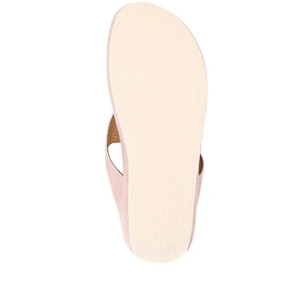 Bellissimo Women's Metallic Toe Post Sandal - Tan, US 07