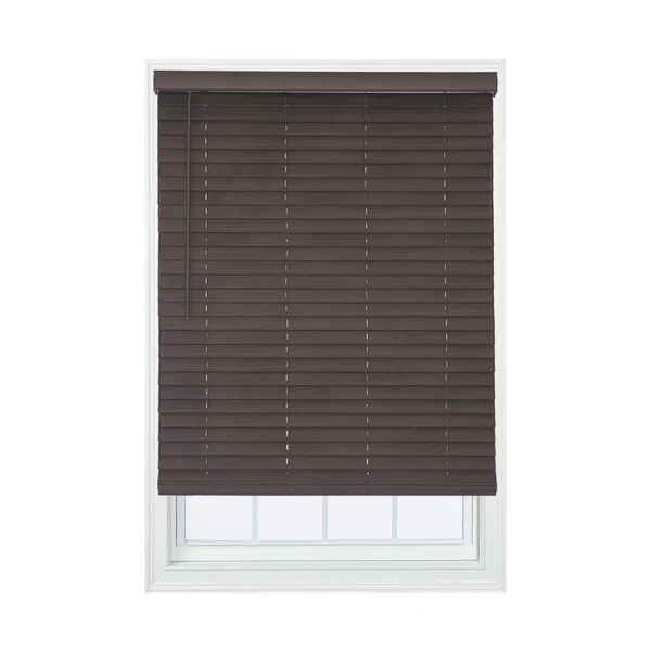 Allen + Roth 2-in Slat Width 23.75-in x 72-in Cordless Brown Faux Wood Room Darkening Horizontal Blinds, DFWDC2472-23.75