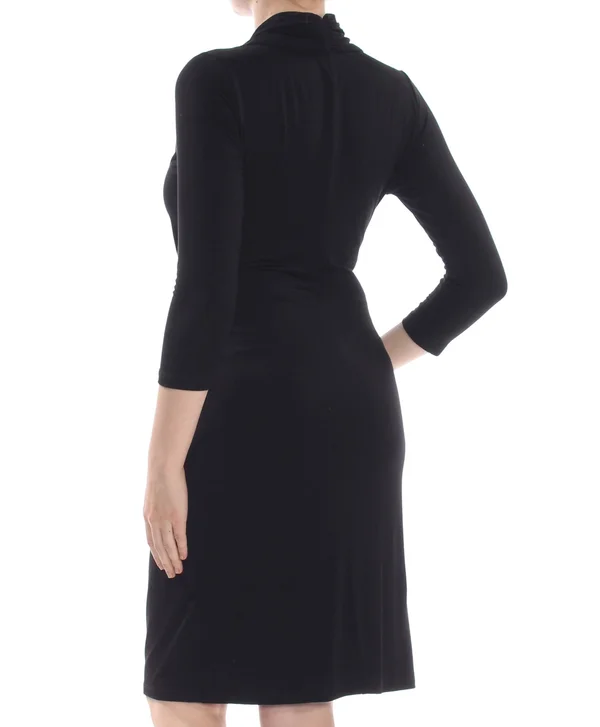 Karen Kane Black Cascade Wrap Dress
