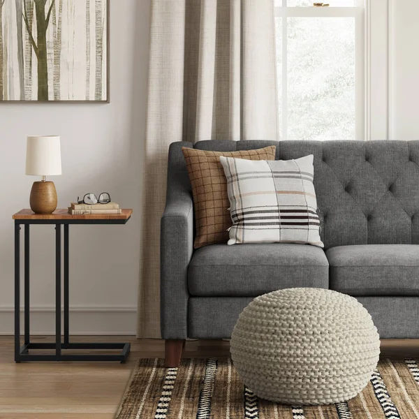 Cloverly Chunky Knit Pouf Cream - Threshold