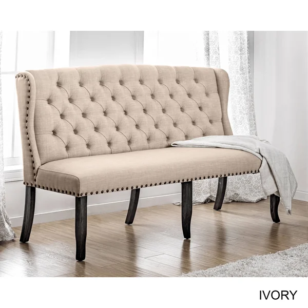 Furniture of America Linen Upholstered Loveseat - Dark Blue