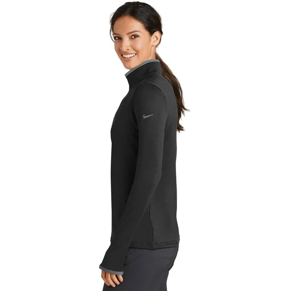 Nike 779796 Ladies Dri-Fit Stretch 1/2-Zip Cover-Up - Black/Dark Grey - 2XL