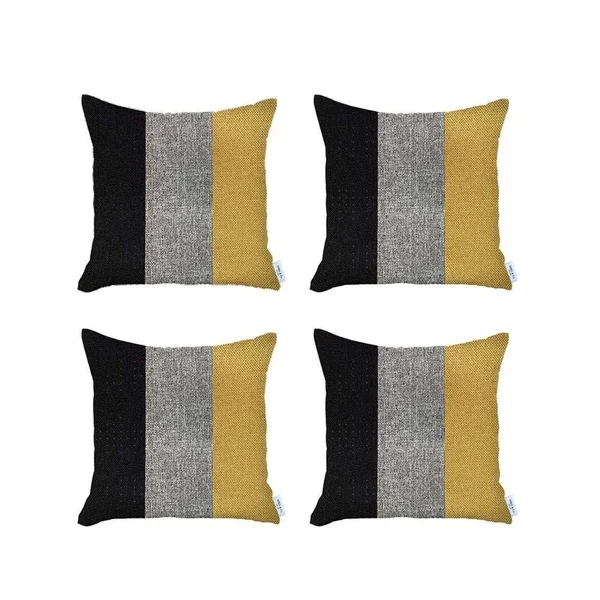 Boho-Chic Decorative Houndstooth Jacquard Pillow Covers 4 Pcs - 12x20 - Brown-Gray-Brown