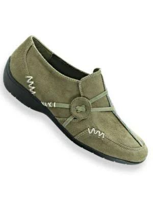 Blair Women's “Kelly” Faux Suede Slip-Ons by Classique, Olive Green 8.5 M Medium