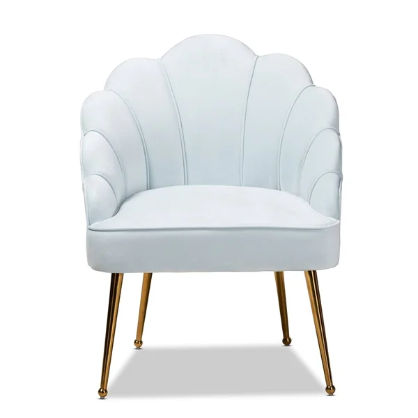 Silver Orchid Cogan Upholstered Seashell Shaped Accent Chair - Blue