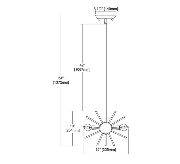 1140-024 Starburst 12 Light Pendant in Chrome