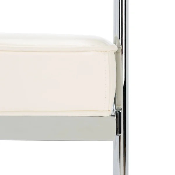 Safavieh Pim Small Rectangle Bench w/ Arms - White - Chrome