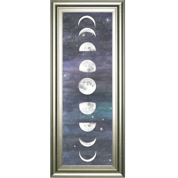 Blue and White Moon Chart I Rectangular Framed Wall Art 42x22 x 18x22