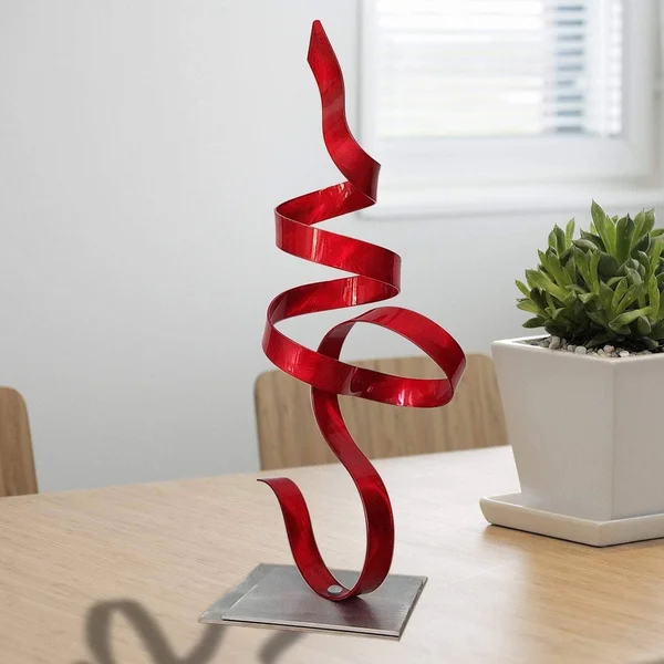 Statements2000 Metal Art Sculpture Modern Centerpiece Table Decor by Jon Allen - Perfect Moment - Blue, 18" x 9" x 5"