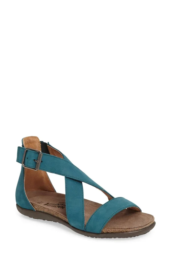 Women's Naot Rianna Sandal, Size: 37, Teal Nubuck
