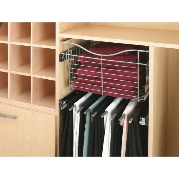 Rev-A-Shelf 24 in. x 11 in. Chrome Closet Pull-Out Basket - Grey