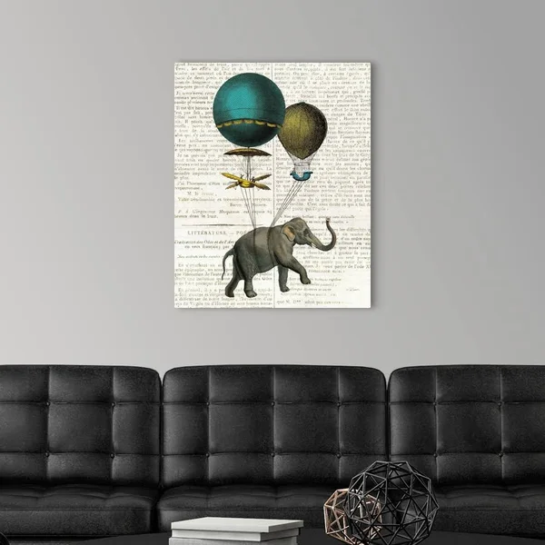 Elephant Ride I V2 Newsprint, Canvas Wall Art, 24x30, Great Big Canvas