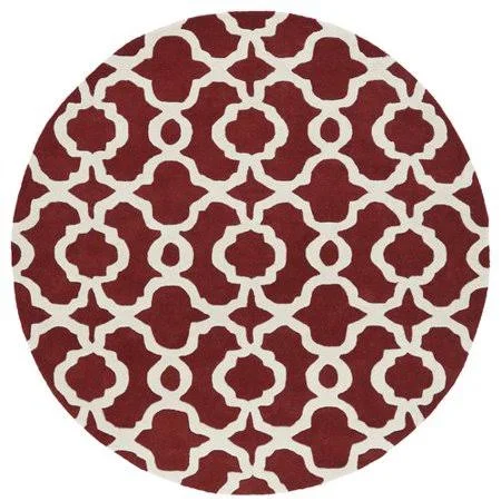 Ivy Bronx Molly Hand-Tufted Red - Ivory Area Rug, Size: Round 9&9 inch