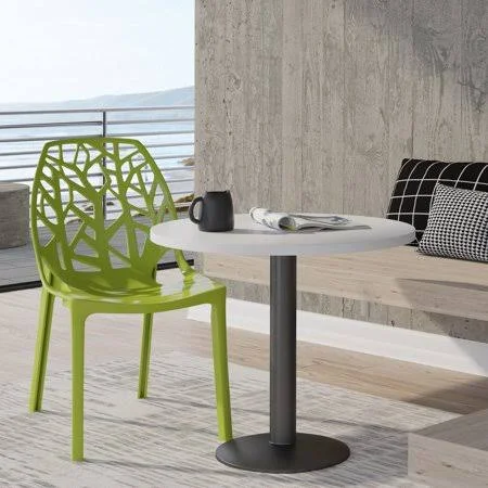 LeisureMod Modern Cornelia Tree Cut-Out Back Design Dining Chair, Solid Green
