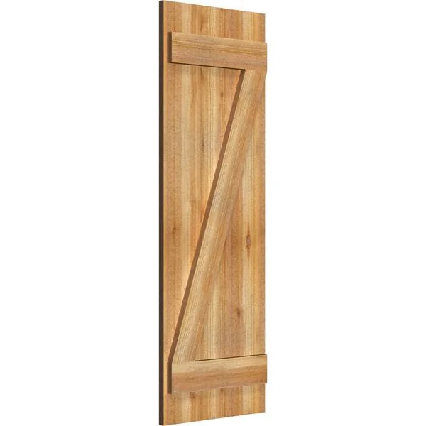 16 7/8x22W x 47x22H TimberCraft Five 3 3/8x22 Boards Joined Board-n-Batten Shutters w/Z-Bar, Rough Sawn Western Red Cedar (Per P
